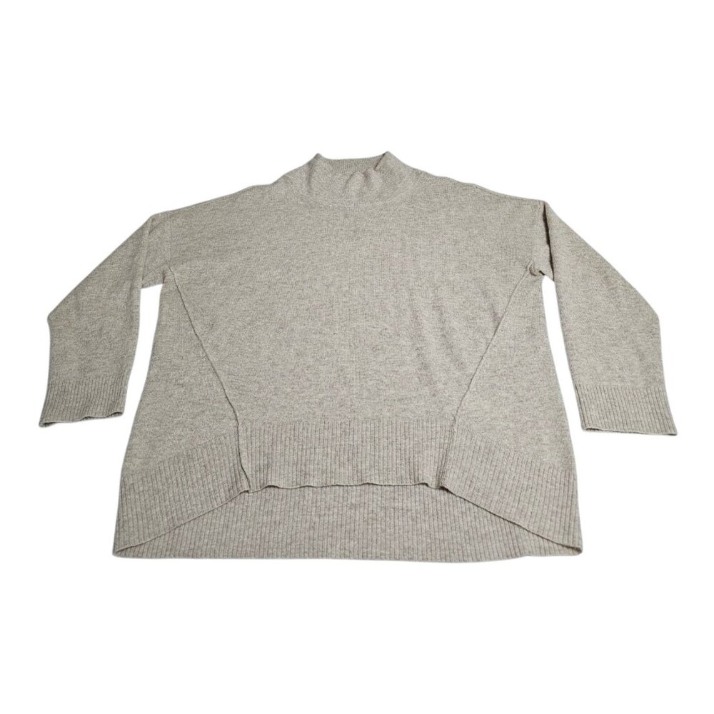 Express 100% Cashmere Sweater Womens Large Mock Neck Beige Heather